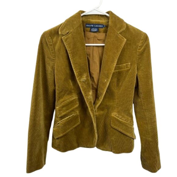 Ralph Lauren Jackets & Blazers - Vintage Ralph Lauren Blue Label Women's Cotton Brown Corduroy Blazer Size 2 /XS